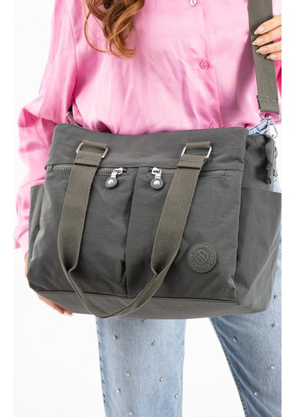 Kadın Büyük Boy Bölmeli Çanta Koyu Gri indirimleri