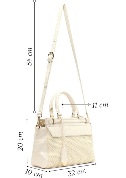 Kadın Krem Uzun Askılı Desenli Kol Çantası 25SBD254214 fiyatları