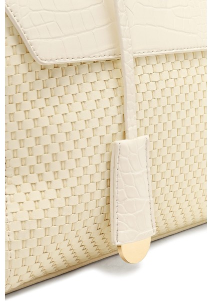 Kadın Krem Uzun Askılı Desenli Kol Çantası 25SBD254214