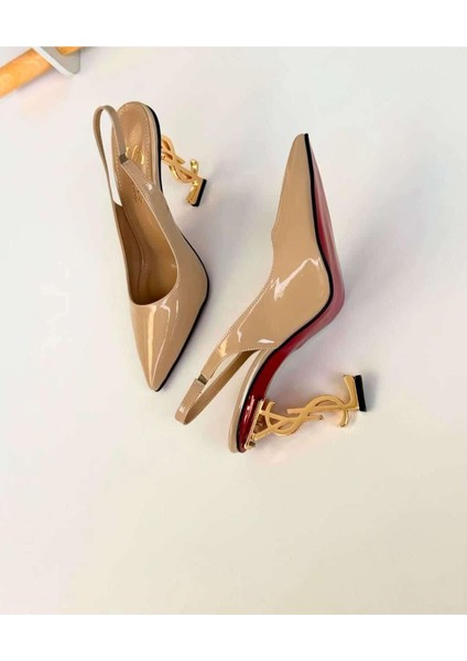 Talya Metal Yüksek Topuklu Sivri Burun Zarif Stiletto