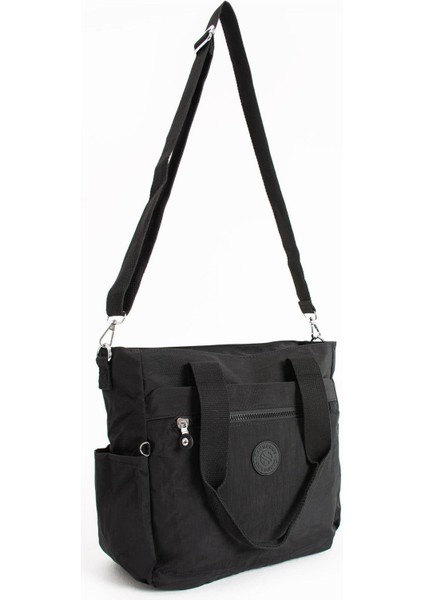 Kadın Büyük Boy Bölmeli Suya Dayanıklı Çapraz ve Omuz Askılı Çanta Siyah indirimleri
