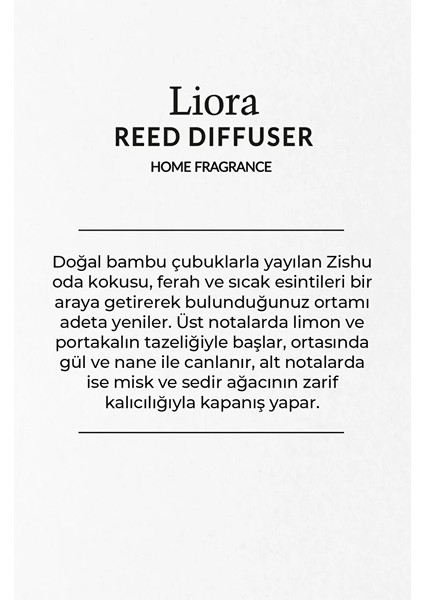 ZİSHU Liora Bambu Çubuklu Ortam Kokusu 100 ml fiyatları