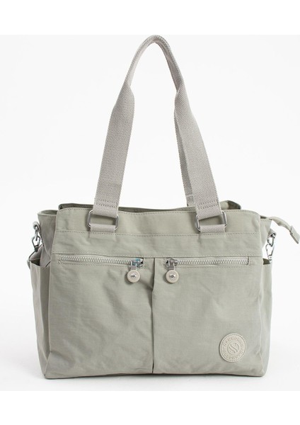 Kadın Büyük Boy Bölmeli Çanta Açık Gri