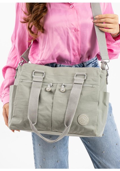 Kadın Büyük Boy Bölmeli Çanta Açık Gri indirimleri