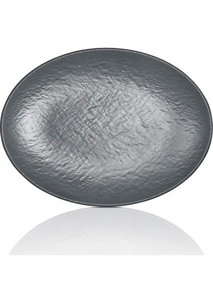 M11835.G - Tilda Matt 2'li Gri Oval Tabak Seti 30X22,3 Cm, Thermoset Melamin