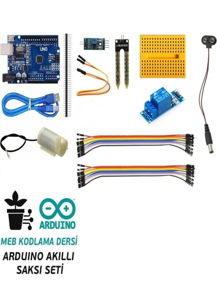 Arduino Hazır Proje Akıllı Saksı Proje Seti Meb Robot Kodlama Dersi Hazırlık Seti Arduino Sulama