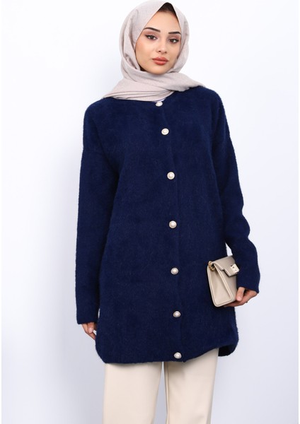 Lacivert Düğmeli Angora Yumoş Triko Hırka fiyatları
