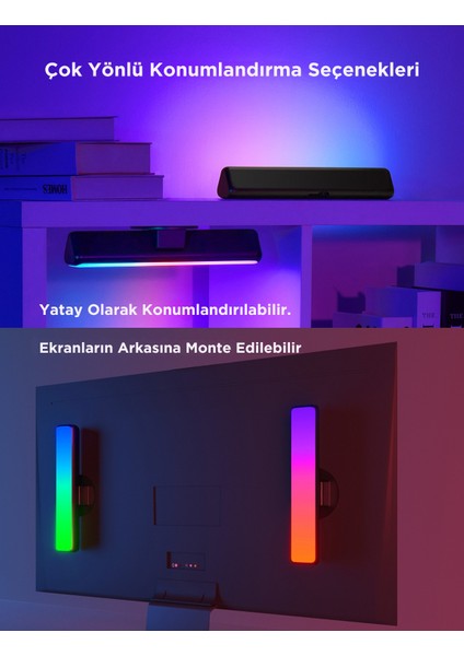 RGBICWW WiFi + Bluetooth Flow Plus Dikey Aydınlatma Uyguluma Üzerinden Kontrol, Çok Renkli fiyatları