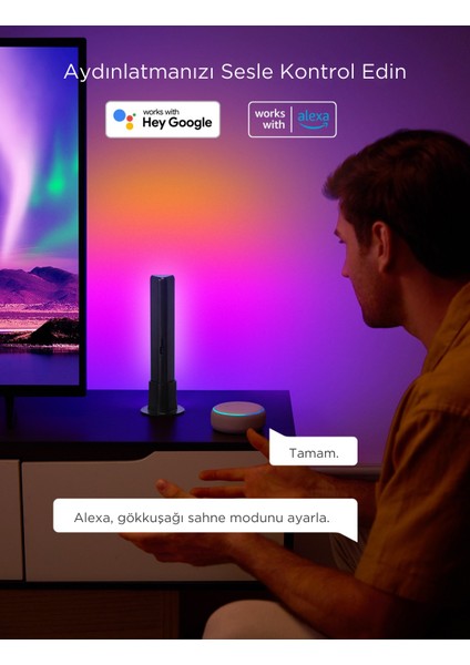 RGBICWW WiFi + Bluetooth Flow Plus Dikey Aydınlatma Uyguluma Üzerinden Kontrol, Çok Renkli fırsatları