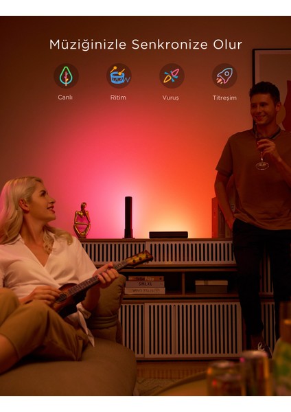 RGBICWW WiFi + Bluetooth Flow Plus Dikey Aydınlatma Uyguluma Üzerinden Kontrol, Çok Renkli