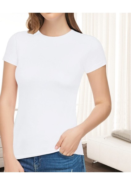 Kadın Elastan Yarım Kollu 3 Lü Paket Atlet