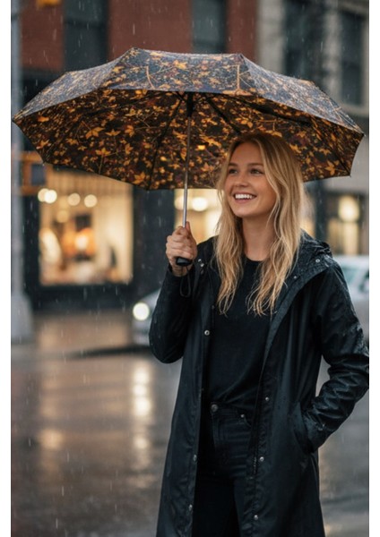 Otomatik Full Fonksiyon Açma Kapama Fiber Tel Kılıflı Desenli Kadın Kaliteli Lüx Siyah Şemsiye indirimleri