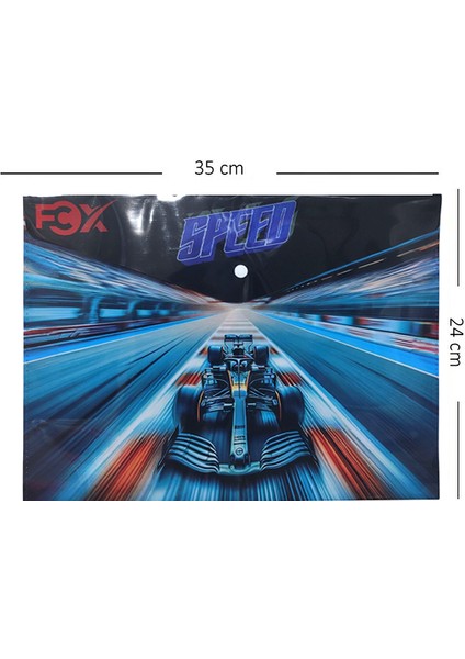 Araba Yarış Desenli Çıt Çıtlı Zarf Dosya - 1 Adet