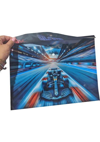 Araba Yarış Desenli Çıt Çıtlı Zarf Dosya - 1 Adet modelleri