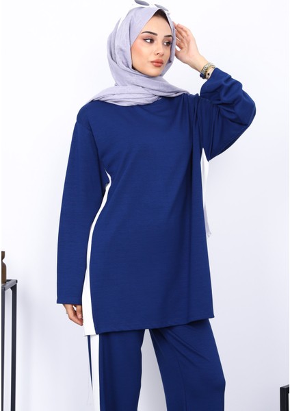 Lacivert Renk Bloklu Modal Tunik Pantolonlu Takım fiyatları