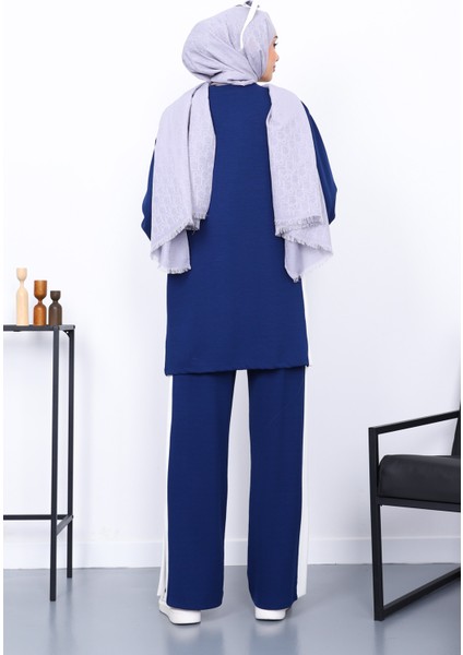Lacivert Renk Bloklu Modal Tunik Pantolonlu Takım fırsatları