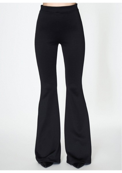 Kadın Siyah Ispanyol Paça Yüksek Bel Tayt Pantolon fiyatları