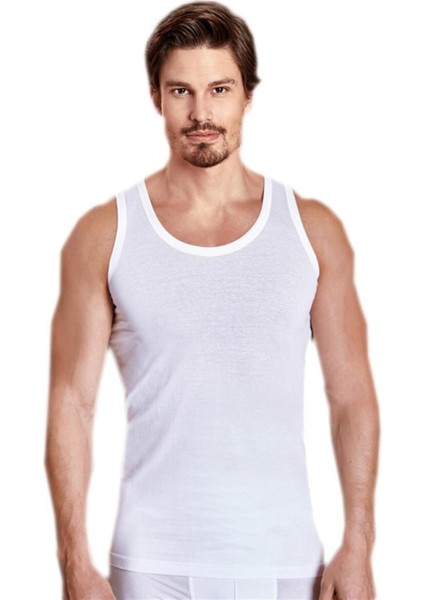 6'lı Paket Erkek %100 Pamuk Beyaz Askılı Penye Kumaş Klasik Atlet