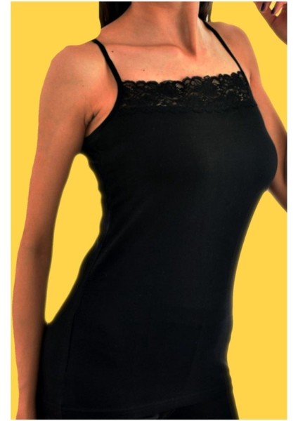 Kadın Dantelli Ip Askılı 6 Lı Paket Elastan Pamuklu Atlet