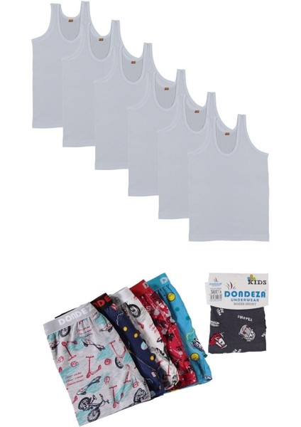 Erkek Çocuk Renkli Atlet ve Boxer 6 Lı Takım