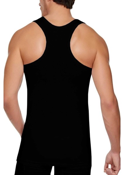 Erkek Siyah 6'lı Paket Pamuklu Ribana Sporcu Atleti