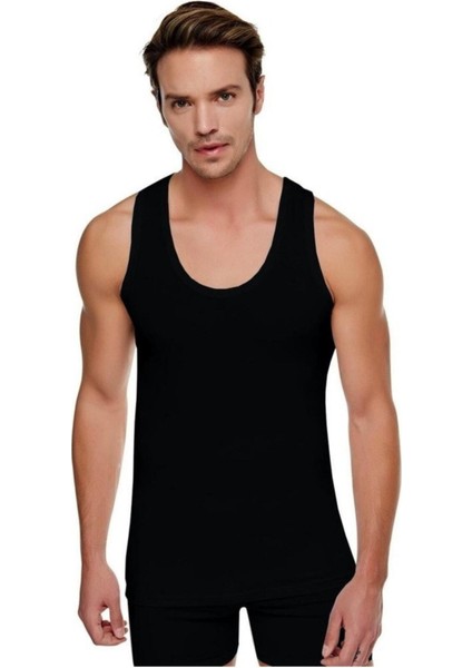 6 Adet Erkek Siyah Atlet 0101 % 100 Pamuk Penye ( Ribana Değildir ! ) Abani Classic