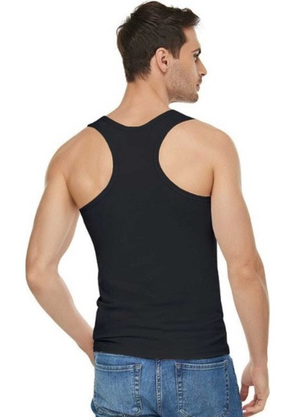 Erkek Siyah 3'lü Paket Pamuklu Likralı Sporcu Atlet