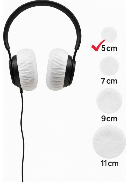 Tek Kullanımlık Kulaklık Hijyen Bonesi, Kulaklık KILIFI-BEYAZ-5CM(S)-250 Lik Pakette