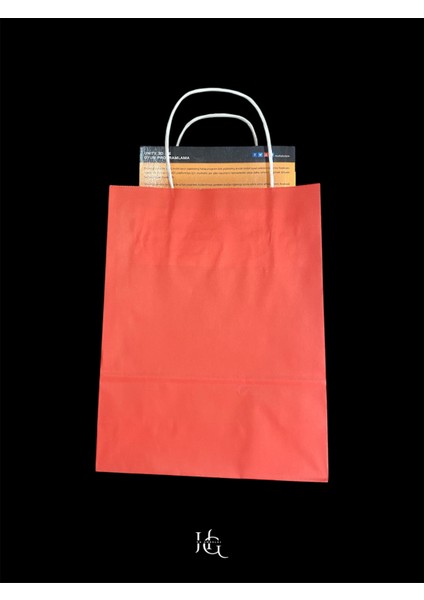 19X8X24 cm Burgu Saplı Kırmızı Kraft Çanta, Kağıt Poşet Çanta 5 Adet fiyatları