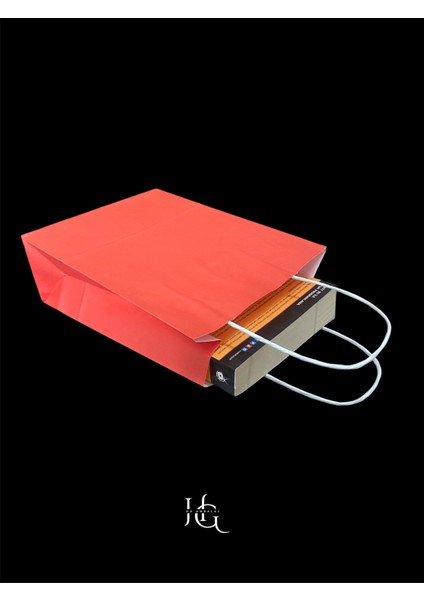 19X8X24 cm Burgu Saplı Kırmızı Kraft Çanta, Kağıt Poşet Çanta 5 Adet modelleri