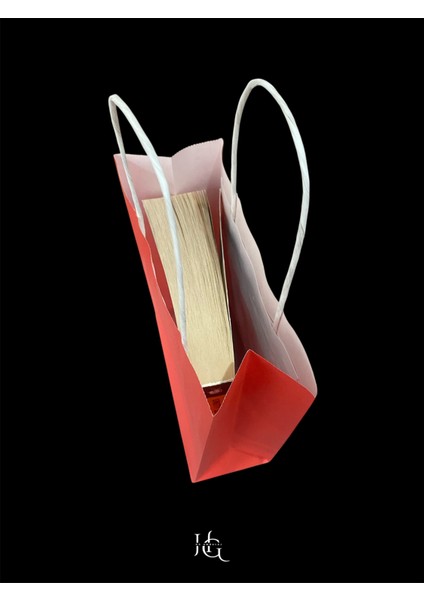 19X8X24 cm Burgu Saplı Kırmızı Kraft Çanta, Kağıt Poşet Çanta 5 Adet fırsatları