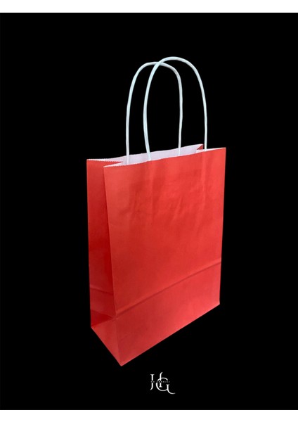 19X8X24 cm Burgu Saplı Kırmızı Kraft Çanta, Kağıt Poşet Çanta 5 Adet indirimleri