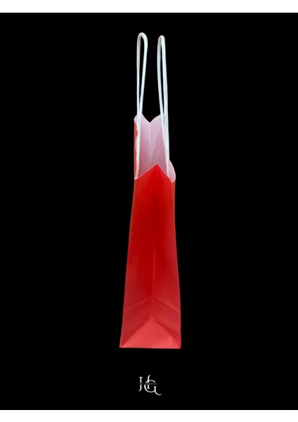 19X8X24 cm Burgu Saplı Kırmızı Kraft Çanta, Kağıt Poşet Çanta 5 Adet