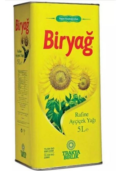 Trakyabirlik Biryağ Rafine Ayçiçek Yağı 5 Lt Türkiye Üretimi Kolesterolsüz Nötr Aromalı fiyatları