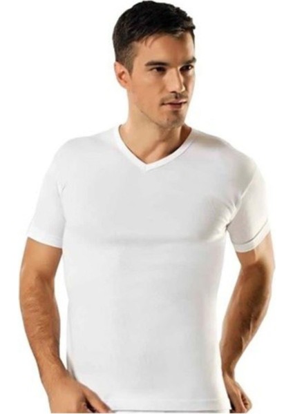 6'lı Ribana V Yaka Erkek Atlet Fanila Siyah