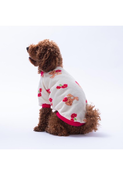 Teddy Bloom Ayıcık ve Çiçek Desenli Sweat Kedi Köpek Sweati Kedi Köpek Kıyafeti Köpek Polar Sıcak Tutan Sweat