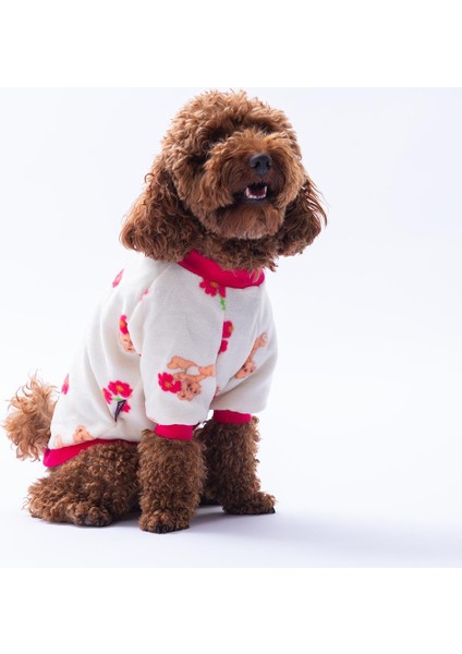 Teddy Bloom Ayıcık ve Çiçek Desenli Sweat Kedi Köpek Sweati Kedi Köpek Kıyafeti Köpek Polar Sıcak Tutan Sweat modelleri