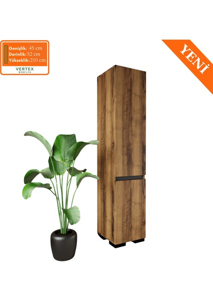 Floransa Tek Kapılı 4 Raflı Ceviz-Antrasit Çok Amaçlı Dolap