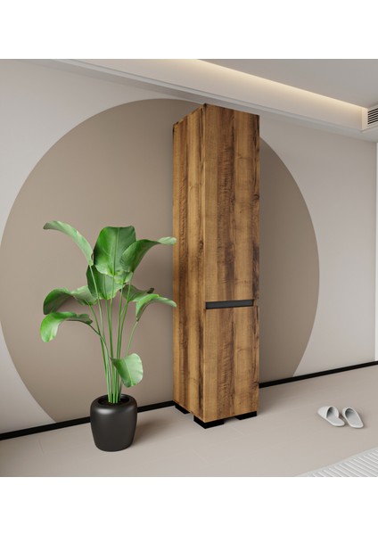 Floransa Tek Kapılı 4 Raflı Ceviz-Antrasit Çok Amaçlı Dolap modelleri