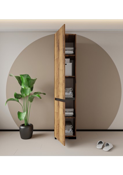 Floransa Tek Kapılı 4 Raflı Ceviz-Antrasit Çok Amaçlı Dolap fırsatları