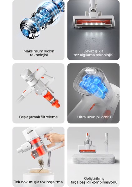 Hıking Serisi Şarjlı Dikey Süpürge Beyaz fiyatları