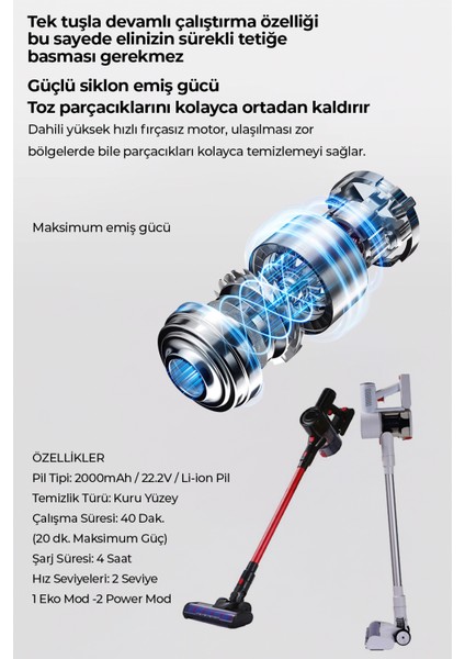 Hıking Serisi Şarjlı Dikey Süpürge Beyaz modelleri