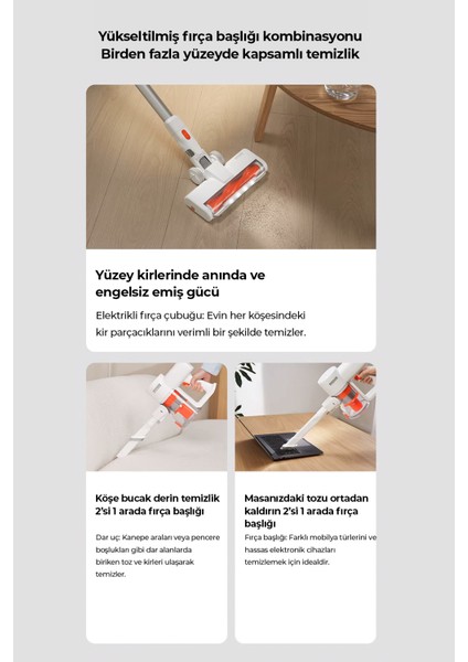 Hıking Serisi Şarjlı Dikey Süpürge Beyaz