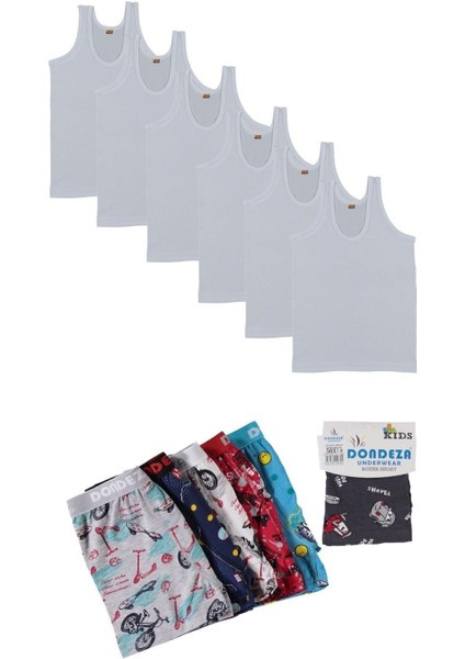 Erkek Çocuk Renkli Atlet ve 6 Lı Boxer Seti