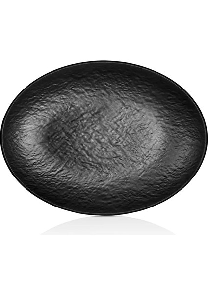 M11835.BL - Tilda Matt 2'li Siyah Oval Tabak Seti 35X26 Cm, Thermoset Melamin