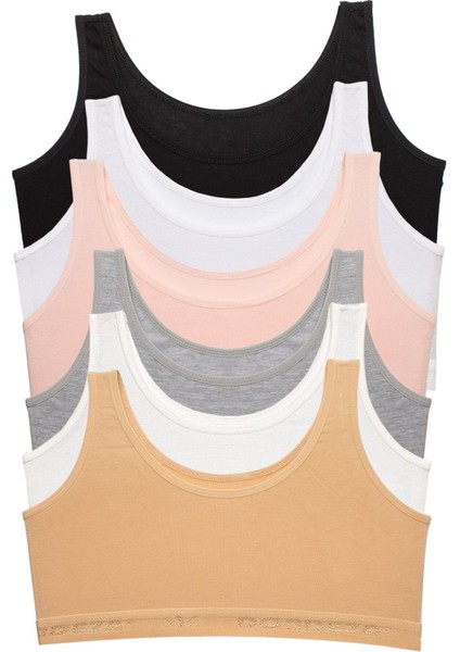 Genç Kız Kalın Askı Yarım Atlet 6'lı