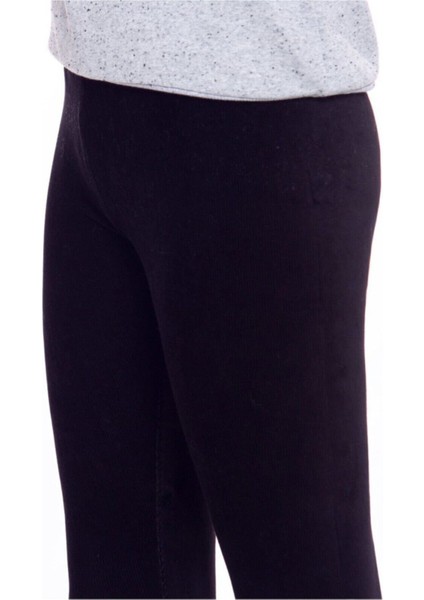 Kadın Siyah Fitilli Kadife Tayt Pantolon modelleri