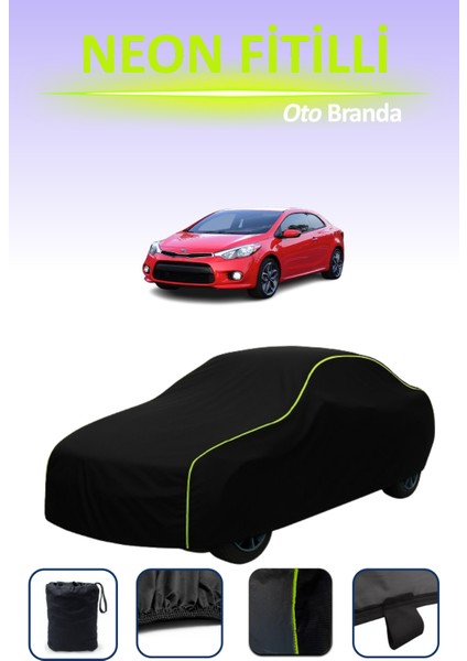 Siyah [kia Forte Koup 2013 - 2021] Uyumlu Neon Fitilli Araba Brandası, Su ve Toz Geçirmez