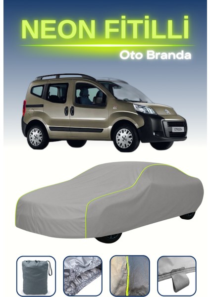 Gri [citroen Nemo] Uyumlu Neon Fitilli Araba Brandası, Su ve Toz Geçirmez
