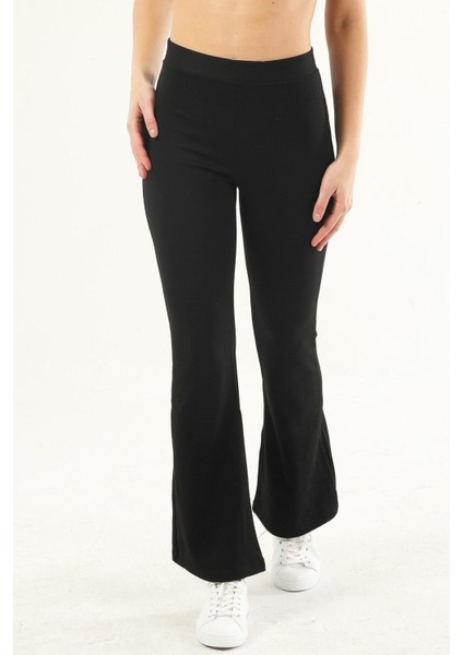 Kadın Siyah Ispanyol Paça Yüksek Bel Toparlayıcı Tayt Pantolon modelleri